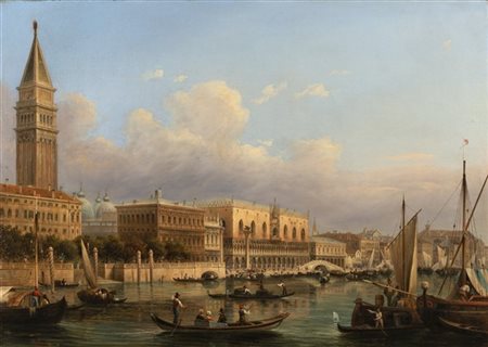 Josef Carl Berthold Püttner (Attribuito)

"Venezia, bacino di San Marco" 
olio s