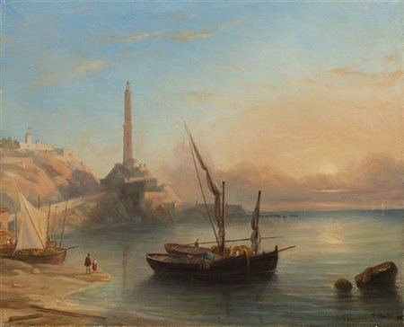 Felice Ferdinando Storelli "La lanterna di Genova" 
olio su tela (cm 38x46)
Firm
