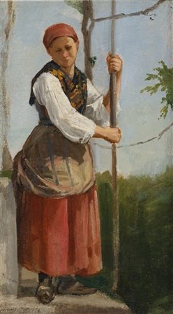 Vincenzo Cabianca "La contadina" 1860
olio su carta (cm 32x22,5)
Al retro: firma