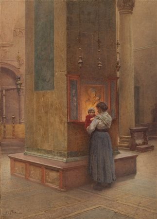 Alberto Pisa "Ave Maria" 
olio su carta applicata a cartone (cm 75x57)
Firmato i