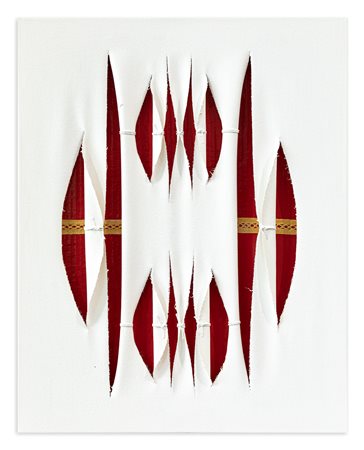 CALOGERO SALEMI (1966) - Squarci di rosso e merletto oro, 2021