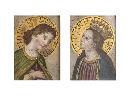 DELLA FINE DEL XVI SECOLO PITTORE ANONIMO<BR>"Arcangelo"<BR>"Maria"