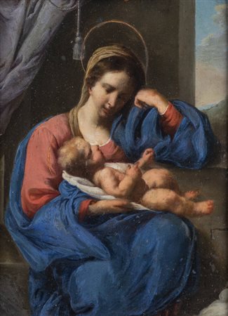 PITTORE ANONIMO DEL XVII SECOLO<BR>"Madonna con bambino" XVII secolo
