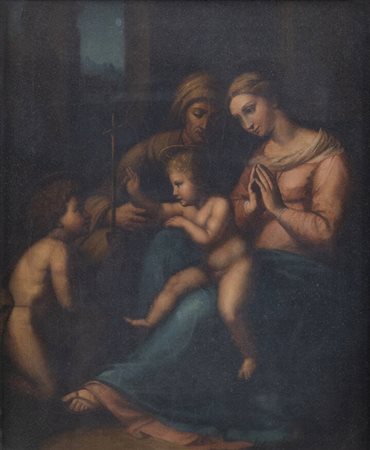 PITTORE ANONIMO DEL XVII SECOLO<BR>"Madonna con Bambino, Sant'Anna e San Giovannino"