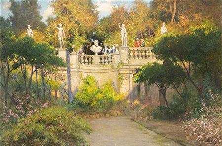 CARLO POLLONERA<BR>Alessandria d'Egitto (Egitto) 1849 - 1923 Torino<BR>"Scorcio di parco" Roma 1918