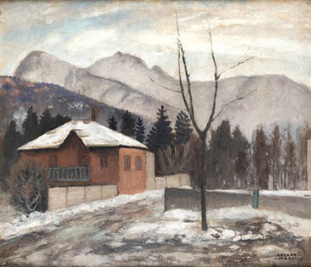 CESARE MAGGI<BR>Roma 1881 - 1961 Torino<BR>"Giornata grigia a Bardonecchia"