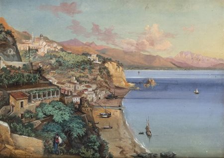GABRIELE SMARGIASSI<BR>Vasto (CH) 1798 - 1882 Napoli<BR>"Costiera Amalfitana"