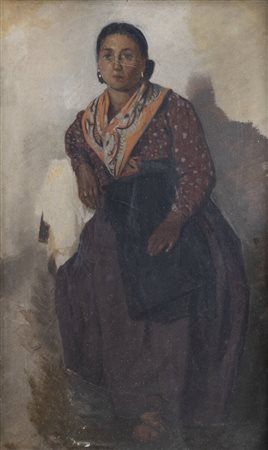 DOMENICO FERRI<BR>Castel di Lama (AP) 1857 - 1940 Bologna<BR>"Ritratto di donna seduta"