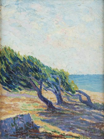 MASSIMILIANO GALLELLI<BR>Cremona (CR) 1863 - 1956 Sanremo (IM)<BR>"Marina a Saint Tropez"