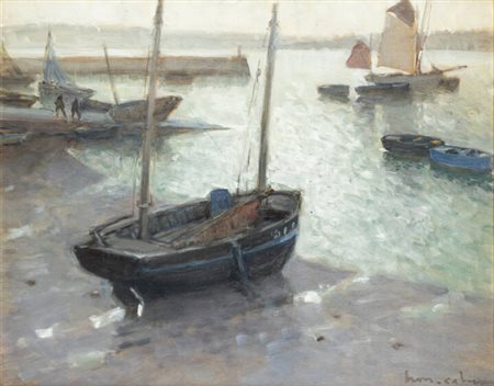 HENRY CAHOURS<BR>Francia 1889 - 1974<BR>"Douarnenez-Le port" 1960 ca