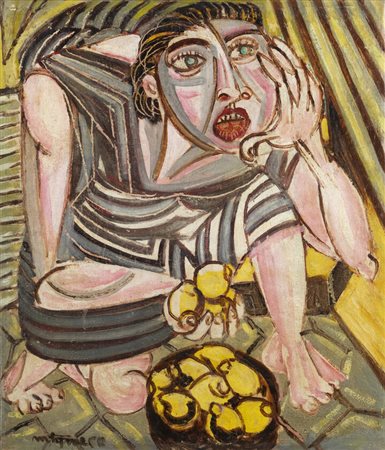 GIUSEPPE MIGNECO<BR>Messina 1908 - 1997 Milano<BR>"Donna con limoni" 1945 ca