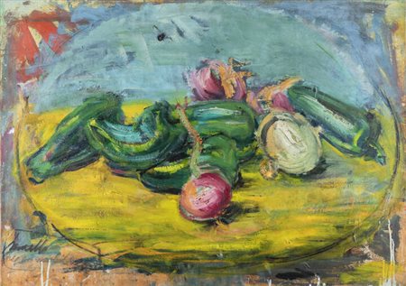 LUIGI SPAZZAPAN<BR>Gradisca d'Isonzo (GO) 1889 - 1958 Torino<BR>"I peperoni, natura morta" 1936