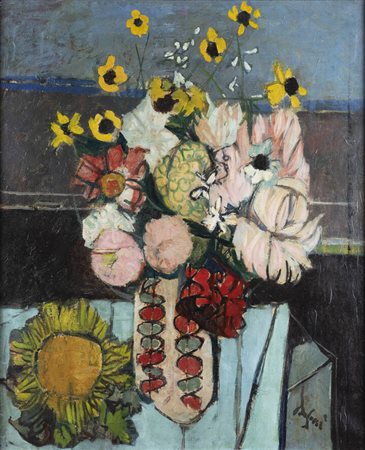 ENRICO PAULUCCI<BR>Genova 1901 - 1999 Torino<BR>"Fiori" 1947