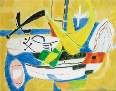 ENRICO PAULUCCI<BR>Genova 1901 - 1999 Torino<BR>"Porto giallo" 1972