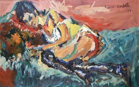 EDGARDO CORBELLI<BR>Torino 1918 - 1989<BR>"Figura con stivali" 1970-1971