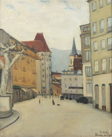 UMBERTO COLLI<BR>Livorno 1884 - 1976 Diano Marina (IM)<BR>"Una strada di Ginevra" Ginevra 8/4/'948