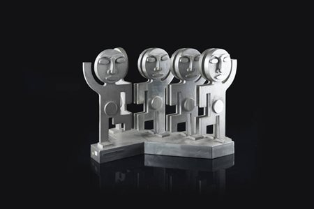 MARIO MOLINARI<BR>Coazze (TO) 1930 - 2000Torino<BR>"Al 1-1971-Gruppo per comizio" 1971