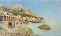 RUBENS SANTORO<BR>Mongrassano (CS) 1859 - 1942 Napoli<BR>"Capri, Marina Grande" 1880