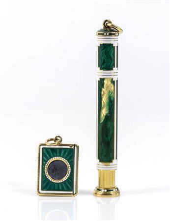 Tagliasigari e portamine CARTIER oro e smalti