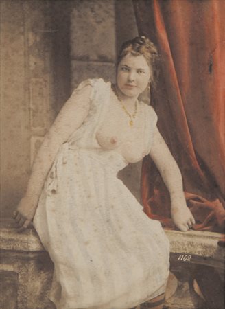 ANONIMO Ritratto 1880 circa stampa all'albumina vintage acquarellata a mano...