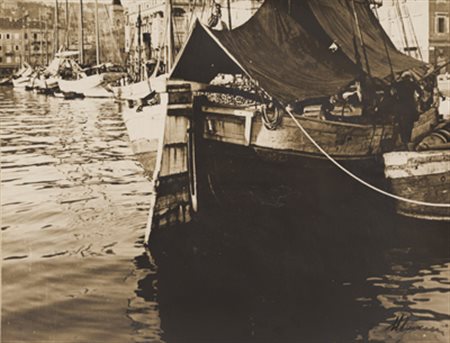 A. MARCONI Genova, porto 1930 circa stampa ai sali d'argento viraggio seppia...