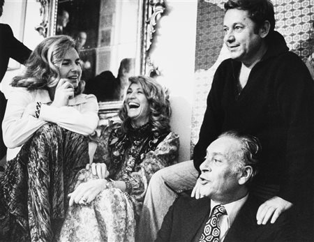 Mimmo Frassineti (XX sec.-XXI)  - Paolo Villaggio, Marta Marzotto e Renato Guttuso, years 1970