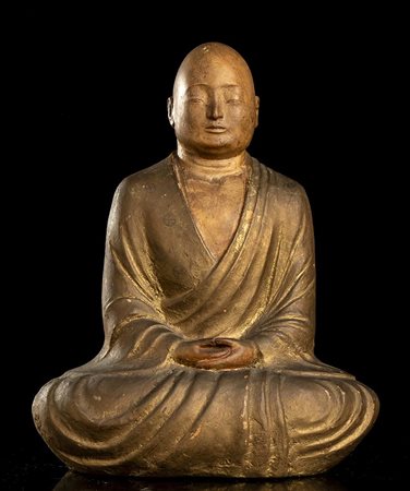 FIGURA DI MONACO IN CERAMICA 
Cina, XX secolo
