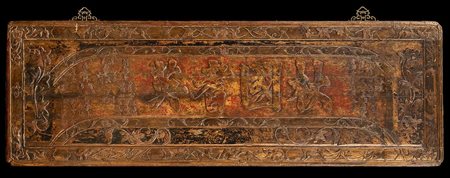 GRANDE TARGA DI CONGRATULAZIONI IN LEGNO INTAGLIATO 
Cina, dinastia Qing, XIX secolo