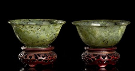 DUE CIOTOLE IN PIETRA VERDE 
Cina, XX secolo