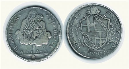 Monete di Città Italiane - BOLOGNA - Governo popolare - 10 Paoli 1797.