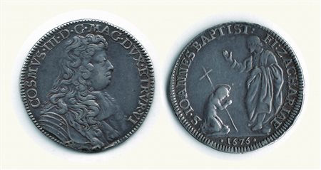 Monete di Città Italiane - FIRENZE - Cosimo III - ½ Piastra 1676 - Zaccaria benedice san Giovanni Battista.