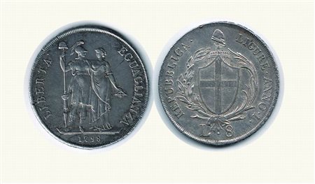 Monete di Città Italiane - GENOVA - Repubblica Ligure - 8 Lire 1798 An. I -