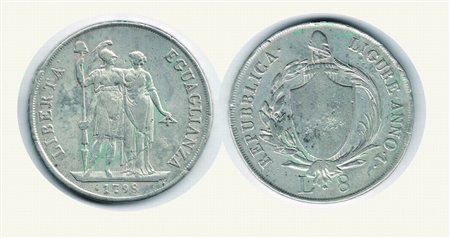 Monete di Città Italiane - GENOVA - Repubblica Ligure (1798-1805) - 8 Lire.