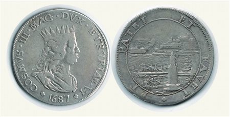 Monete di Città Italiane - LIVORNO - Cosimo III - Tollero 1687 - Porto di Livorno.