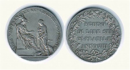 Monete di Città Italiane - MILANO - Repubblica Cisalpina - Scudo da 6 Lire ‘27 pratile’.