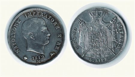 Monete di Città Italiane - MILANO - Napoleone -5 Lire 1812