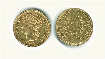 Monete di Città Italiane - NAPOLI - Murat - 20 Lire 1913 - Rami medi - Conservazione superba.