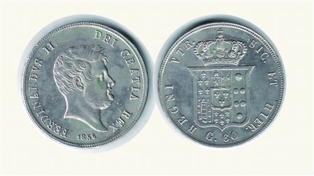 Monete di Città Italiane - NAPOLI - Ferdinando II - 1/2 Piastra 1856.