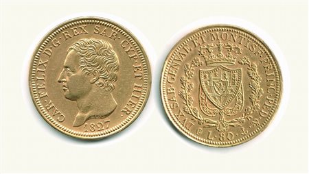 Monete Decimali - SAVOIA - Carlo Felice - 80 Lire 1827 Ge.