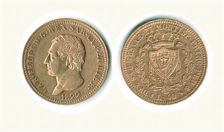 Monete Decimali - SAVOIA - Carlo Felice - 40 Lire 1822 To - Al retro fondi lucenti.