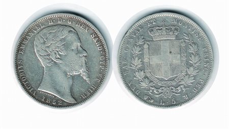 Monete Decimali - VITTORIO EMANUELE II - 5 Lire 1852