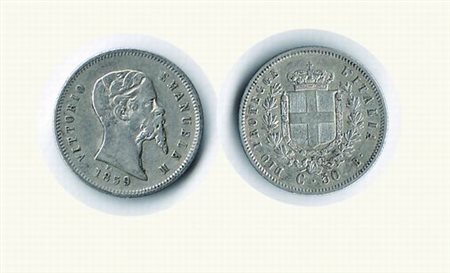Monete Decimali - SAVOIA - Vittorio Emanuele II - Re eletto - 50 Cent. 1859