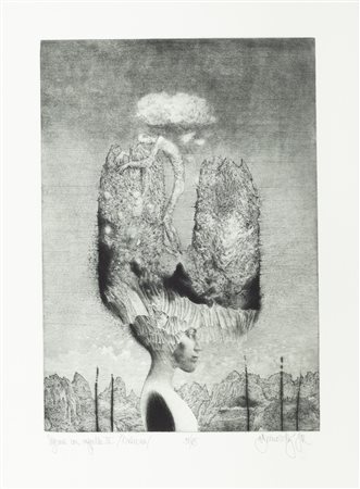 Brunovský, Albín (Zohor 1935-Bratislava 1997)  - Signora con cappello, 1982