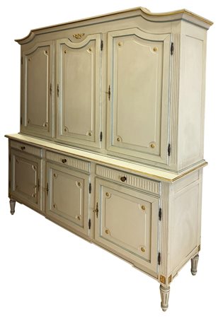 CREDENZA GUSTAVIANA a 6 ante e 3 cassetti in legno dolce laccato con...