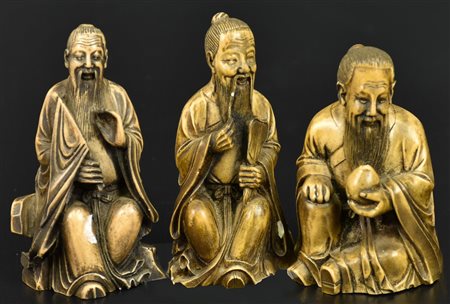 LOTTO DI 3 SCULTURE lotto di 3 sculture in resina raffiguranti tre saggi...