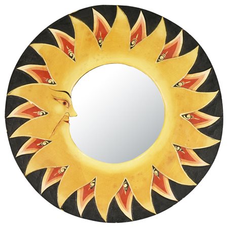 SPECCHIO specchio in legno con decorazione a forma di sole d 40 cm Spagna,...