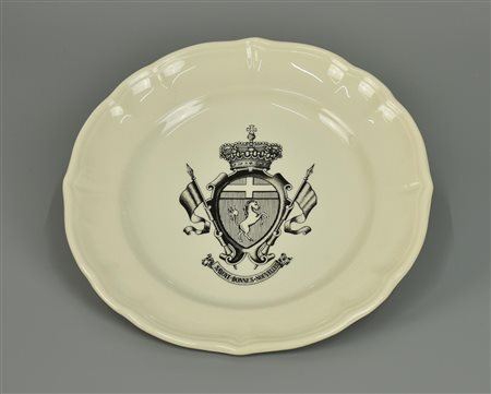PIATTO IN PORCELLANA di Laveno con stemma cavalleria ed. 'Il Cartiglio...