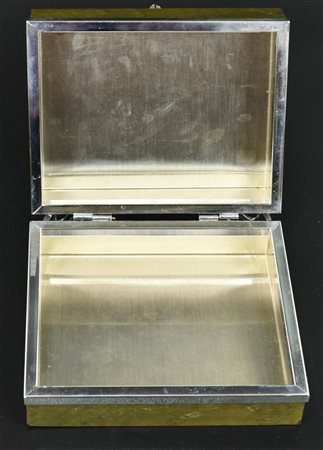SCATOLA DA SIGARI scatola da sigari in radica e metallo cromato 18x14x7 cm...