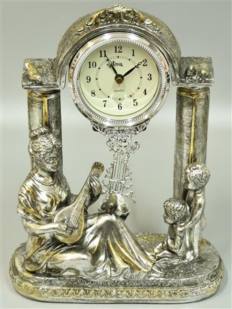OROLOGIO DA TAVOLO orologio da tavolo in resina argentata, movimento al...