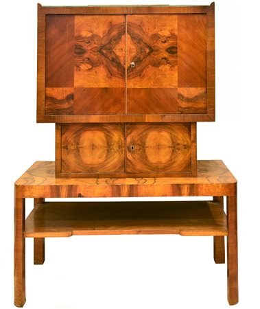 MOBILE DECO mobile deco finemente lastronato in radica con 4 sportelli,...